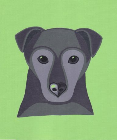 An Old Grey but Zesty Patterdale Terrier called Zed A graphic design style painting of Zed