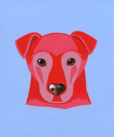 Red Zed My Feisty Patterdale Terrier Red Zed on a blue background